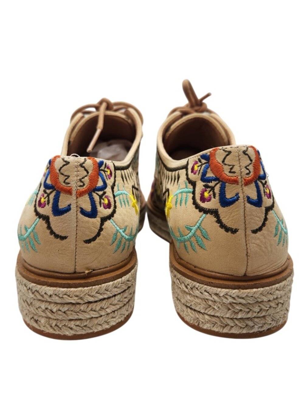 Kanna Spain Embroidered Leather Espadrilles EU 38 Bird Floral Boho Oxfords - Picture 4 of 6